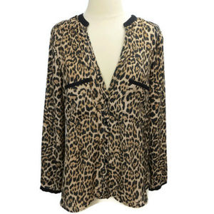 Zara Basic Tunic Brown Beige S Leopard Print